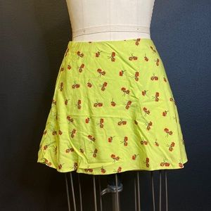 Urban Outfitters Lime Green mini Skirt with red flowers - size S New with tags